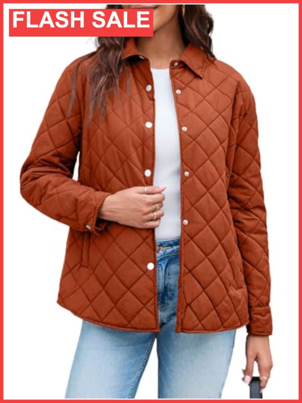 Womens Lightweight Quilted Puffer Jacket Button Down Stand Collar Warm Coat